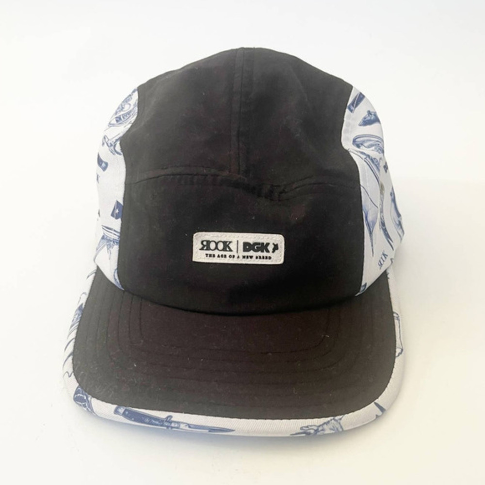 Rook x DGK collab 5-Panel Strapback Graphic‎ Hat Blue White Black Flat Bill